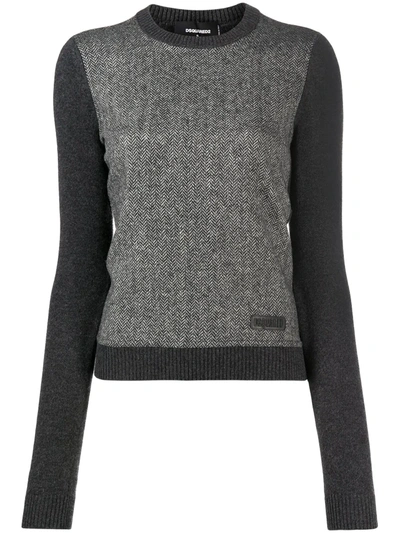 Dsquared2 Herringbone Knitted Jumper In Grey