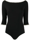 MARC JACOBS FAUX-PEARL EMBELLISHED BODYSUIT