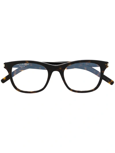 Saint Laurent Sl 286 Slim Square-frame Glasses In Brown