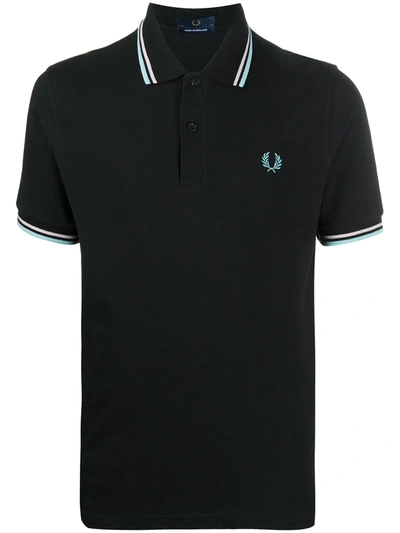 Fred Perry Embroidered Logo Polo Shirt In Black