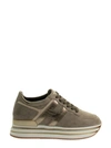 Hogan Midi Leather Platform Sneakers In Brown/gold
