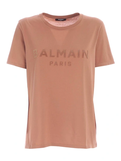 Balmain T-shirt In Light Brown