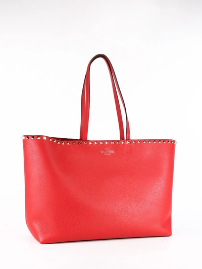 Valentino Garavani Rockstud Shopping Bag Red