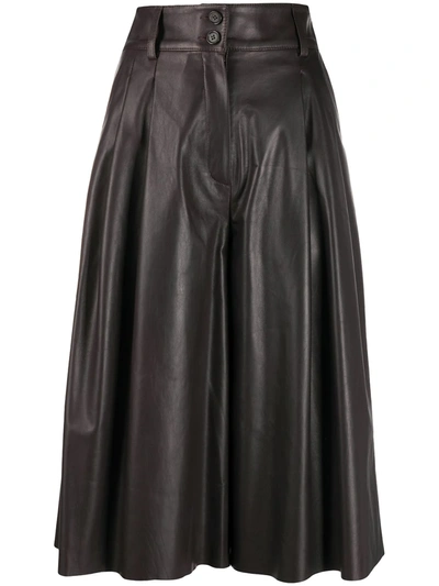 Dolce & Gabbana Pleated High-waisted Culottes In Brown