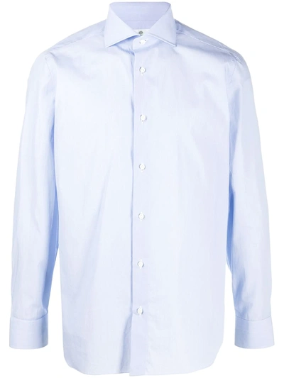 Borrelli Spread Collar Cotton Shirt In Blue
