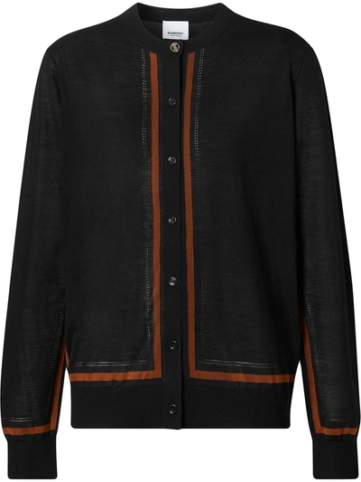 Burberry Fine-knit Buttoned Cardigan In Black