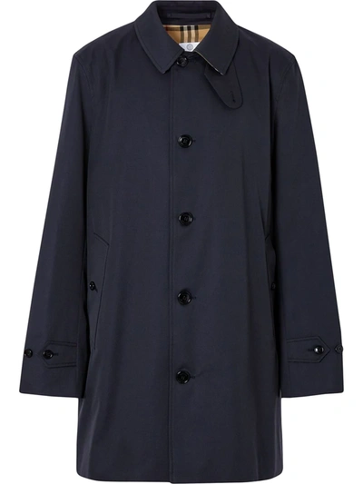 Burberry Single-breasted Car Coat In Blue