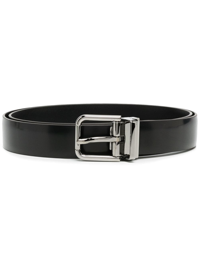 Dolce & Gabbana Black Belt With Engraved Logo