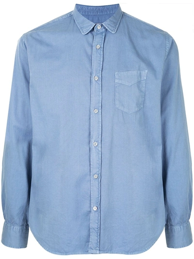 Officine Generale Alfred Convertible-collar Cotton-chambray Shirt In Indigo