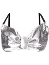 Parlor Metallic Bow Bandeau Top In Grey