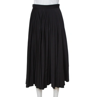 Pre-owned Celine Black Wool Pleated Midi Skirt S