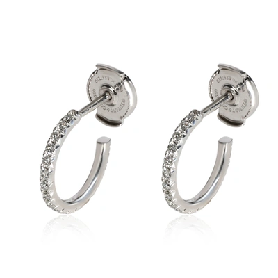 Pre-owned Tiffany & Co Metro 18k White Gold Diamond Hoop Earrings
