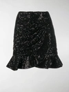 Self-portrait Sequinned Ruffle Mini Skirt In Black