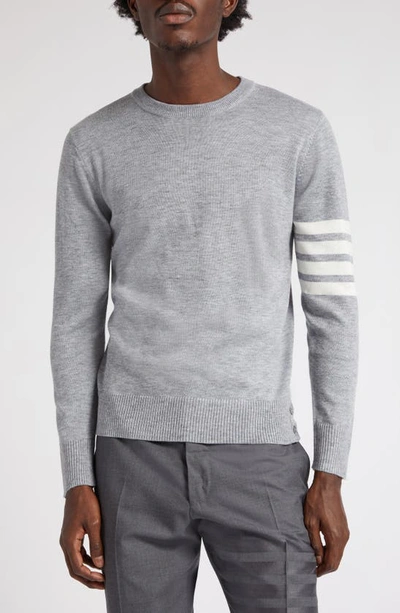 Thom Browne Intarsia Stripes Wool Knit Sweater In Grey