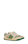 Gucci Kids Beige Screener Sneakers In Beige,green