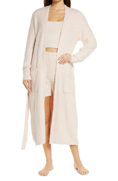 Skims Cozy Knit Bouclé Robe In Pink