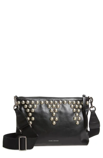 Isabel Marant Nessah Leather Crossbody Bag In Black