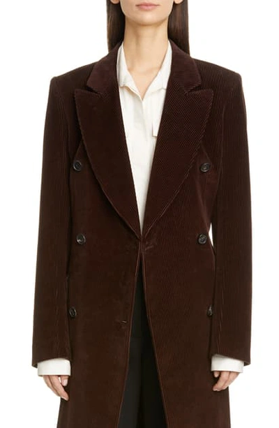 Victoria Beckham Corduroy Coat In Brown