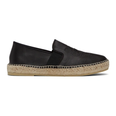 Kenzo Black Leather Tiger Head Espadrilles