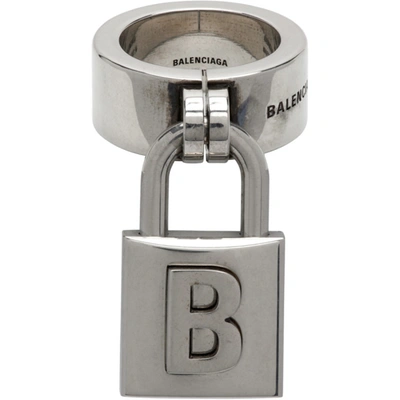 Balenciaga B Lock Ring In 0911 Antsil