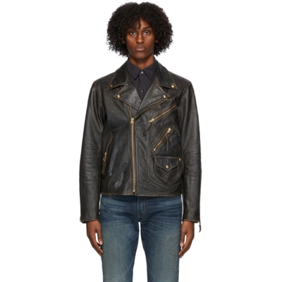 Rrl Black Leather Marshall Jacket