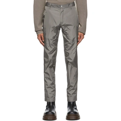 Arnar Mar Jonsson Grey Taffeta Tailored Trousers In Silver