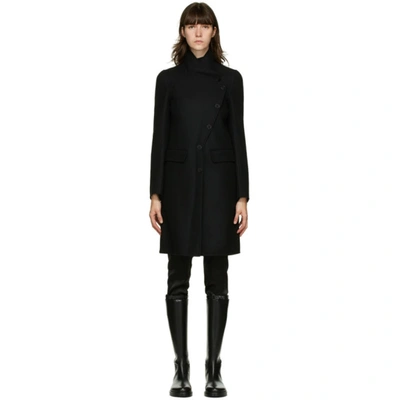Ann Demeulemeester Asymmetric-buttoned Wool-blend Coat In 099 Black