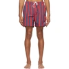 SOLID & STRIPED SOLID AND STRIPED RED AND BLUE THE CLASSIC STRIPE SWIM SHORTS