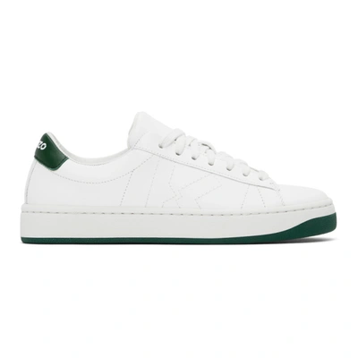 Kenzo 20mm Logo Embroidered Leather Sneakers In Green