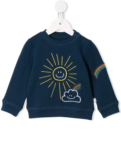 Stella Mccartney Babies' Rainbow Embroidery Sweatshirt In 蓝色
