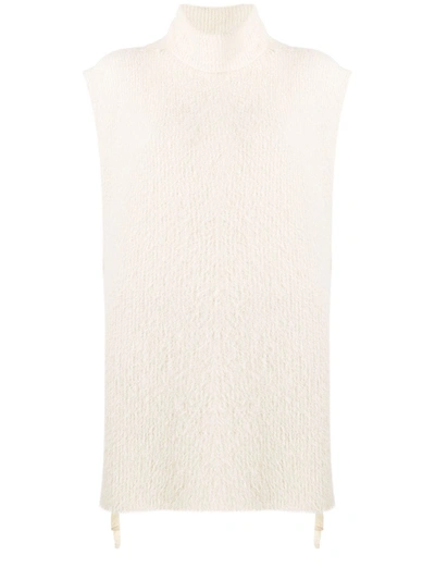 Uma Wang Ribbed-knit Roll-neck Vest In Neutrals