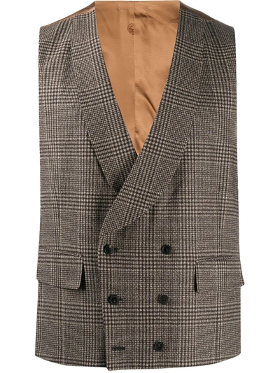 Gabriele Pasini Checked Double-breasted Waistcoat In Brown