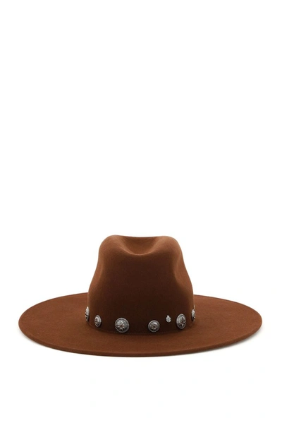 Maison Michel Eliza Fedora Hat With Studs In Brown