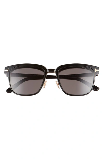 Tom Ford 54mm Blue Light Blocking Glasses & Clip-on Sunglasses In Black