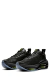 Nike Zoom Double Stack Nubuck-trimmed Mesh And Leather Sneakers In Black,volt,black