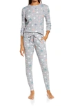 Emerson Road Fuzzy Luxe Crew Neck With Jogger Pajama Set In Windstar Tradewinds Intarsia