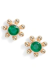 ANZIE DEW DROP MARINE EMERALD & 14K GOLD STUD EARRINGS,4443EE