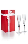 Baccarat Harcourt Eve Set Of 2 Lead Crystal Flutes In Black / Champagne