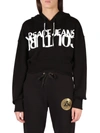 VERSACE JEANS COUTURE COTTON HOODIE WITH LOGO PRINT,11575986