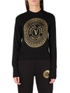 VERSACE JEANS COUTURE COTTON SWEATER WITH INTARSIA-KNIT LOGO,11575984