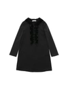 DONDUP VELVET RUFFLES DRESS IN BLACK