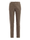 INCOTEX TRICOCHINO COTTON DRILL SLIM TROUSERS IN BEIGE