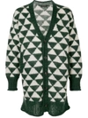 UNDERCOVER TWO-TONE CHEVRON MOHAIR CARDIGAN