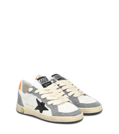 Golden Goose Kids' Hi Star Leather Trainers In White Grey Black Orange