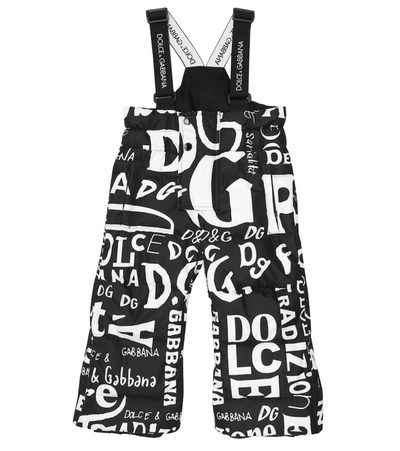 Dolce & Gabbana Logo Down Ski Dungarees In Black