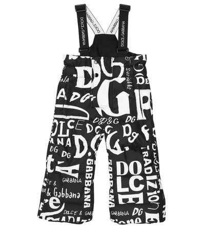 Dolce & Gabbana Kids' Logo Down Ski Dungarees In Black