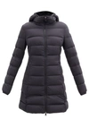 Moncler Talev Long Leather-trim Puffer Coat In Schwarz