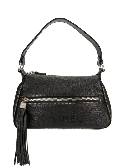 Pre-owned Chanel 2002 Tassel Cc Handbag In Black