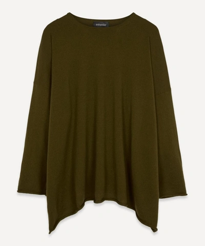 Eskandar Bateau-neck Cashmere Sweater In Moss Dark