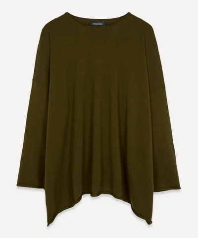 Eskandar Bateau-neck Cashmere Jumper In Moss Dark